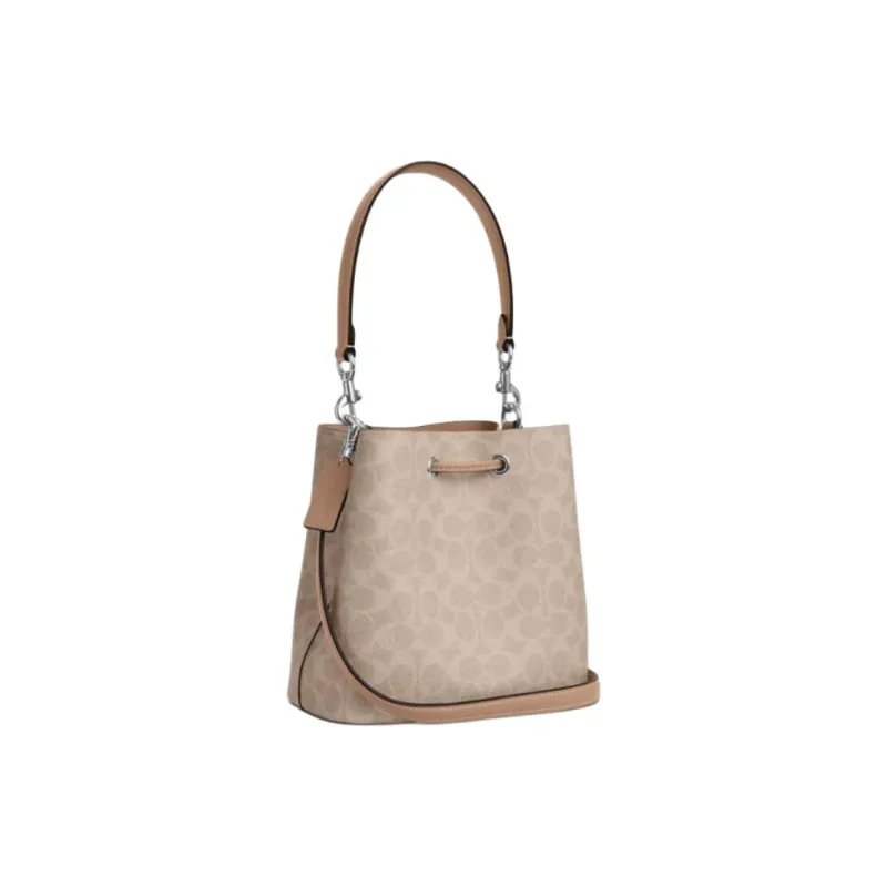 COACH Rowan Artificial Leather Bucket Bag Handbag Trumpets Women's Sand Yellow & Taupe-2