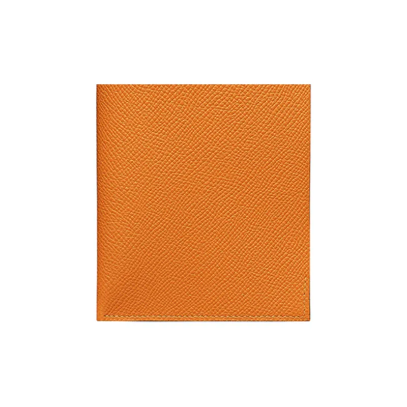 HERMES Tarmac Cow Leather Passport Holder Men's Apricot Yellow-2