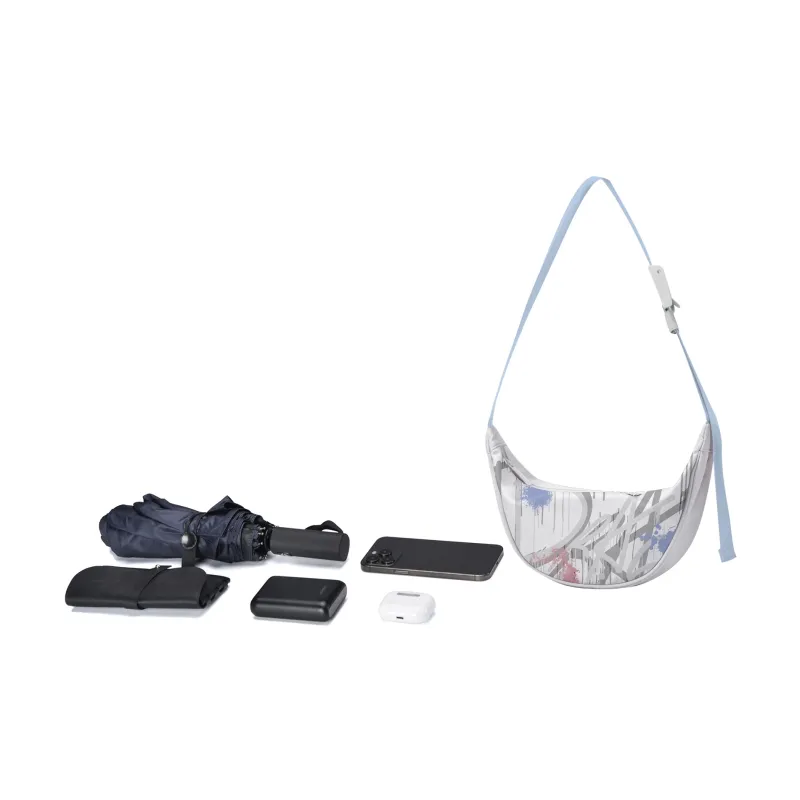 Spare No Pains. Polyester Shoulder Bag, Crossbody Bag, Fanny Pack, Sling Bag Unisex White/Yellow-15