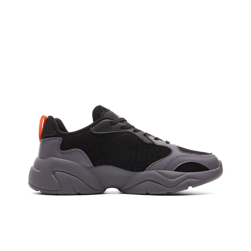 PEAK Sea Cushioning Height Increasing Lightweight Breathable Slip Resistant Low Top Chunky Sneakers Men's Gray Black-1