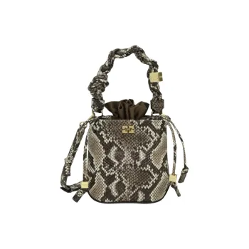 GANNI Cow Leather Handbag Women's Beige