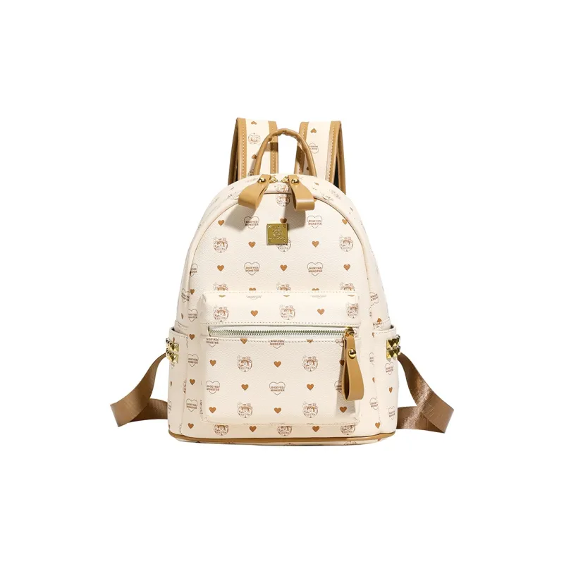 Yalu PU Backpack Regular Unisex White/Brown/Pink/Beige-21