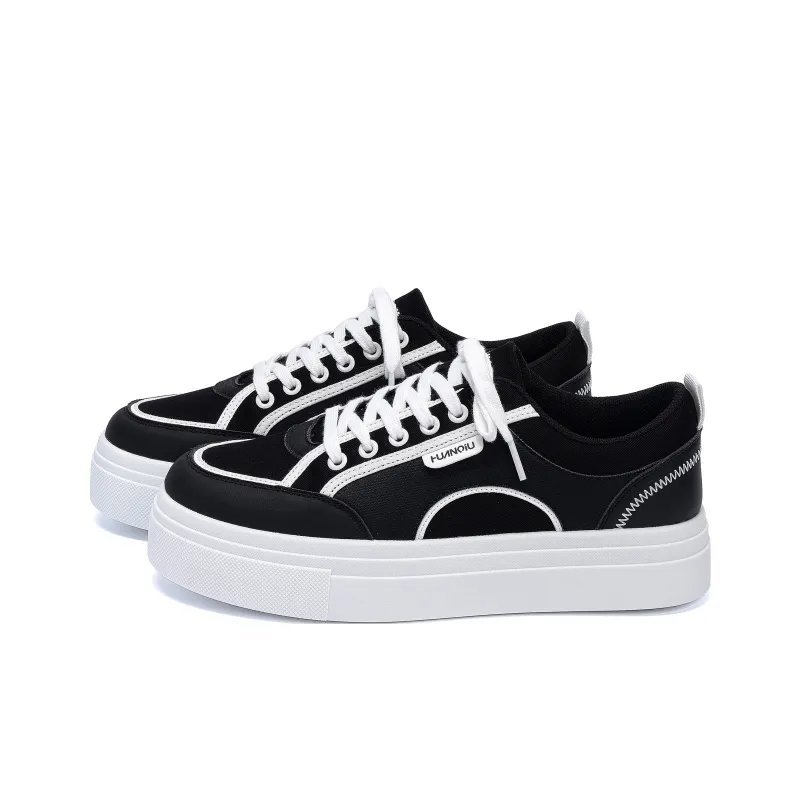 HUANQIU Coverage Lightweight And Breathable Low Top Skateboard Shoes Men's Black-2