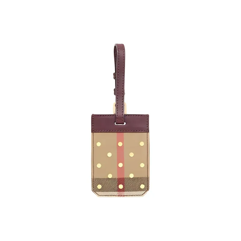 Burberry Leather Luggage Tag Women's Red & Brown Umber-2