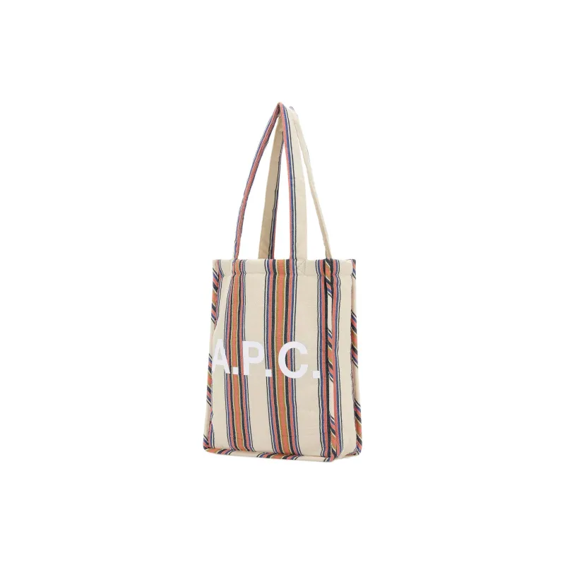 A.P.C Fabric Tote Bag, Shopping Bag, Shoulder Bag Women's Beige & Orange-1