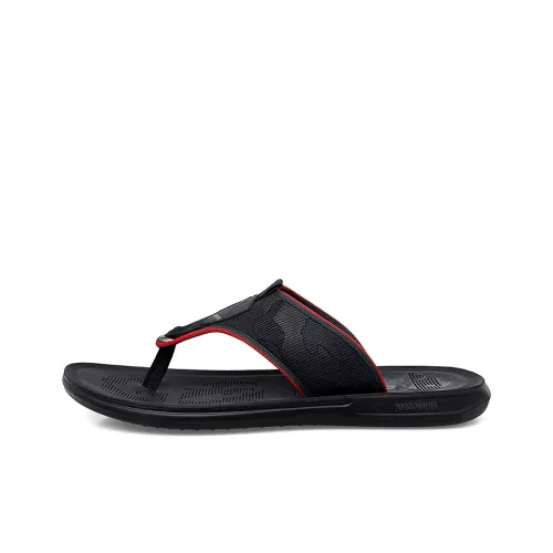 XIMO BULL Rubber Sole Leather Patchwork Abrasion Resistant Flip Flops Men's