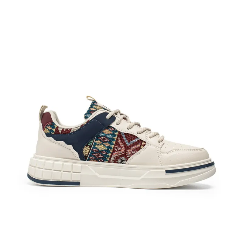 Warrior Slip Resistant, Abrasion Resistant, Lightweight Low Top Skateboard Shoes Men's Beige Dark Blue Red-1