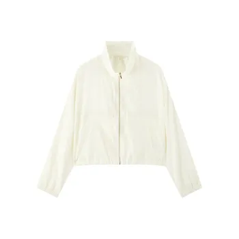 PEACEBIRD Cropped Coats Women's Ecru