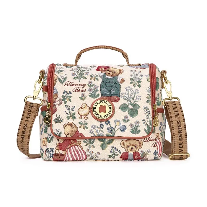 DANNYBEARJEANS Fabric Shoulder Bag, Crossbody Bag, Handbag Women's Secret Garden Bear Black/Secret Garden Bear White-5