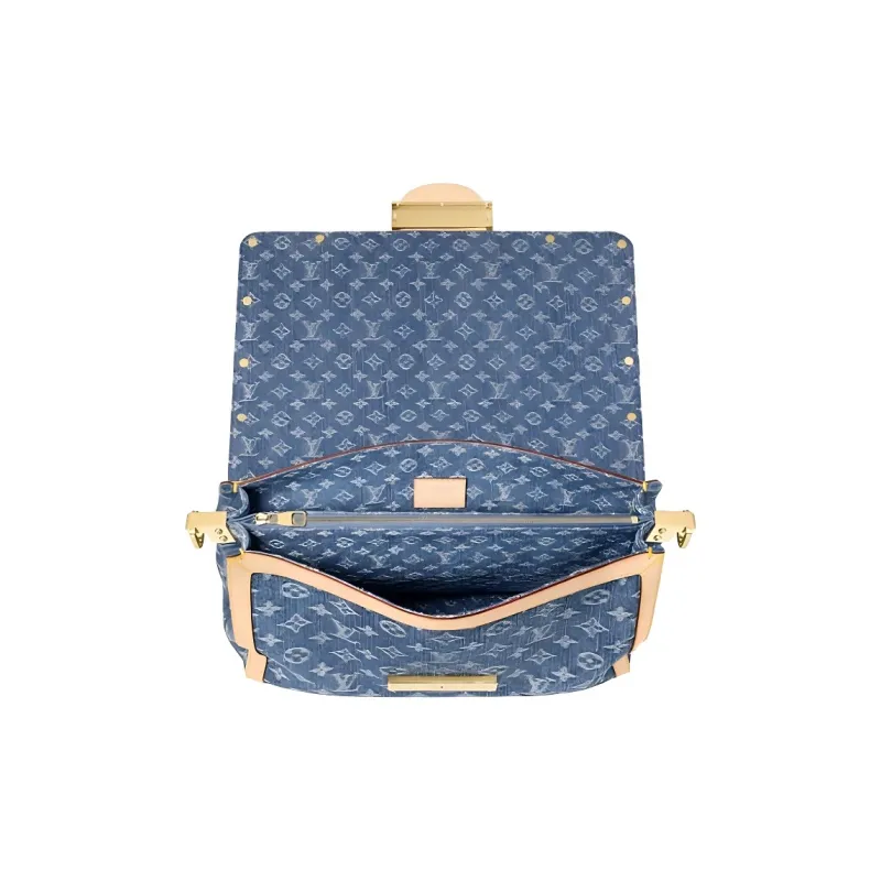 LOUIS VUITTON Dauphine Monogram Denim Fabric Shoulder Bag Tubas Women's Blue-3