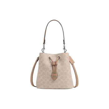 COACH Rowan Artificial Leather Bucket Bag Handbag Trumpets Women's Sand Yellow & Taupe