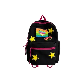 WICKBUEN Nylon Backpack Women's Black/White/Yellow