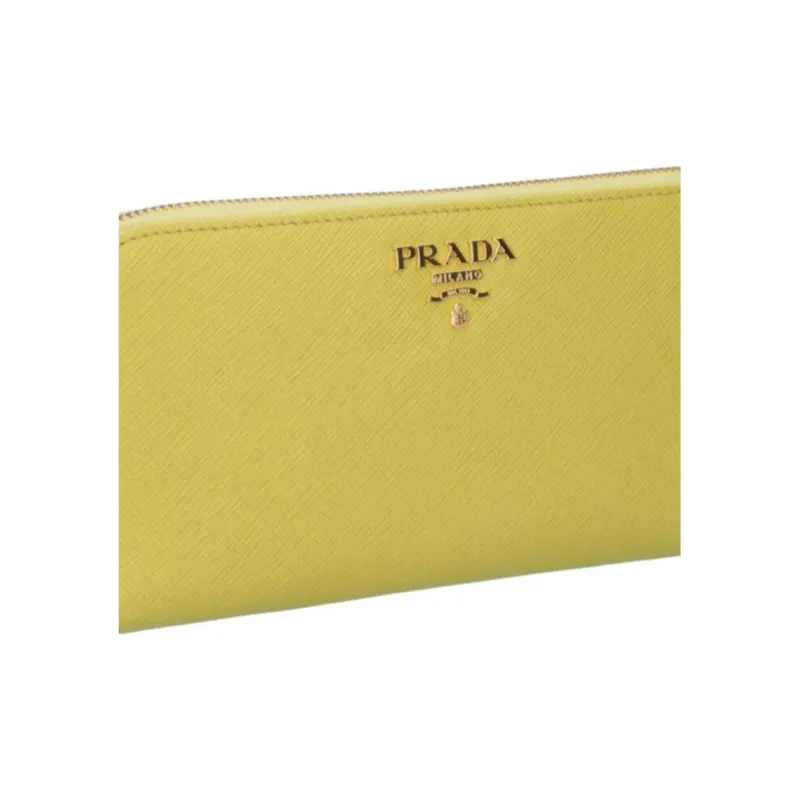 PRADA Leather Wallet Women's Yellow-4