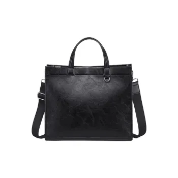 VIHUS Leather Briefcase Regular Men's Black
