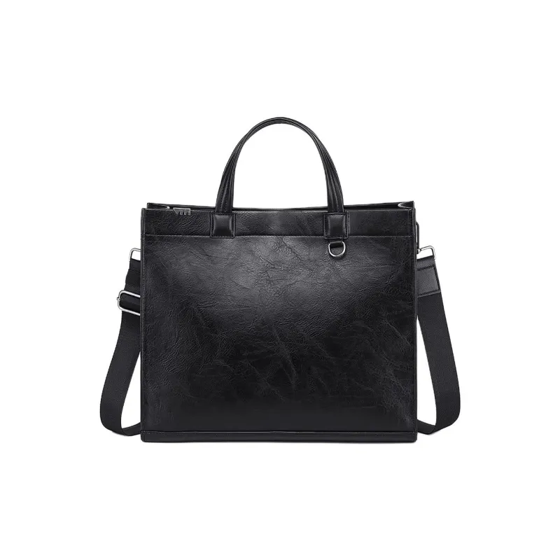 VIHUS Leather Briefcase Regular Men's Black-0