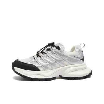 CAMEL Slip Resistant And Breathable Low Top Chunky Sneakers Women's Silver White