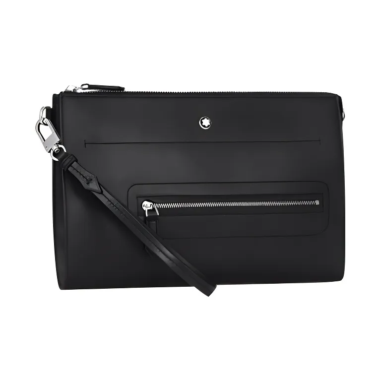 MONTBLANC Meisterstuck Leather Wrist Bag Clutch Men's Black-1