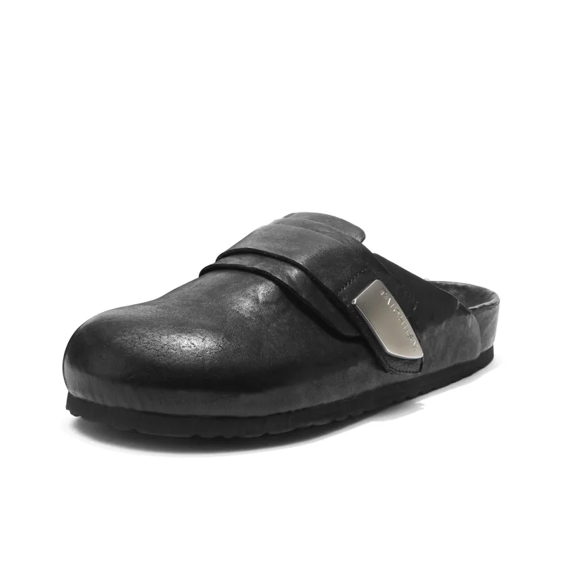 TAICHIISM Closed Toe Slippers Men's Washed Black-2