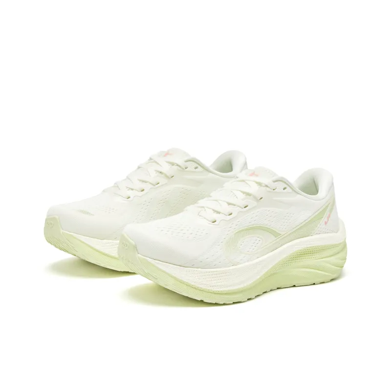 QIAODAN Navigation 600 Running Shoes Women's Low Top Ivory White/Apricot Pink-2