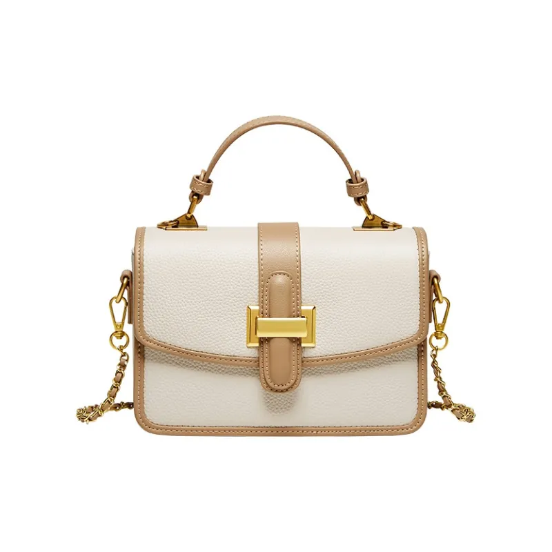 CNNCOO Cow Leather Crossbody Handbag Women's Ecru & Apricot/Midnight Black/Elephant Gray-1