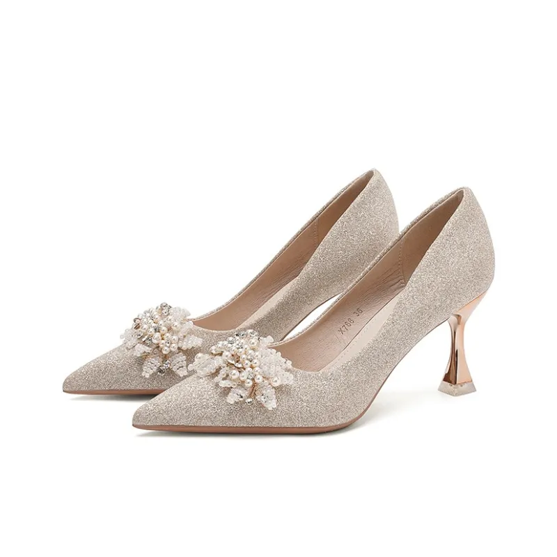 KATHRYN WILSON Slim Heel High Heels Women's Champagne-2