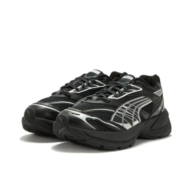 PUMA Velophasis Anti Slip Wear Resistant Low Top Chunky Sneakers Unisex Black Silver-2