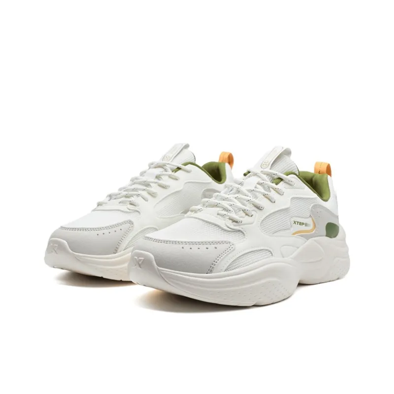 XTEP Lightweight Anti Slip Low Top Chunky Sneakers Men's White Gray-2