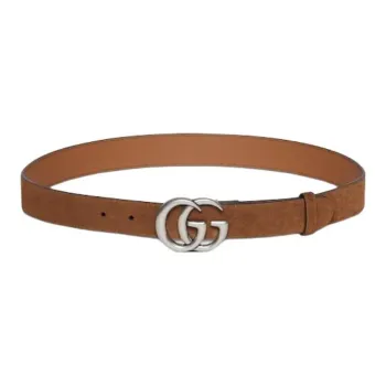GUCCI Suede Leather Belts Men's Brown Width 6CM