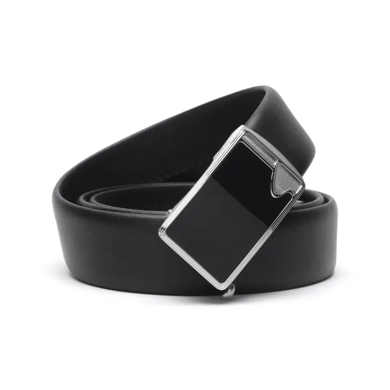 Satchi Cow Leather Belts Men's Black Width 3.45cm-0