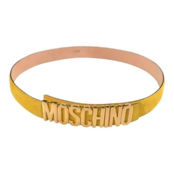 MOSCHINO Calfskin Leather Belts Women's Yellow Width 4.5CM