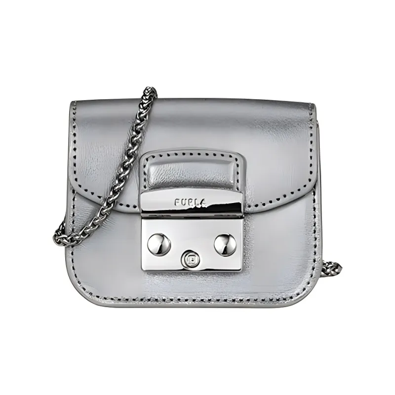 Furla Metropolis Collection Cow Leather Crossbody Bag, Shoulder Bag Mini Women's Dark Gray-0