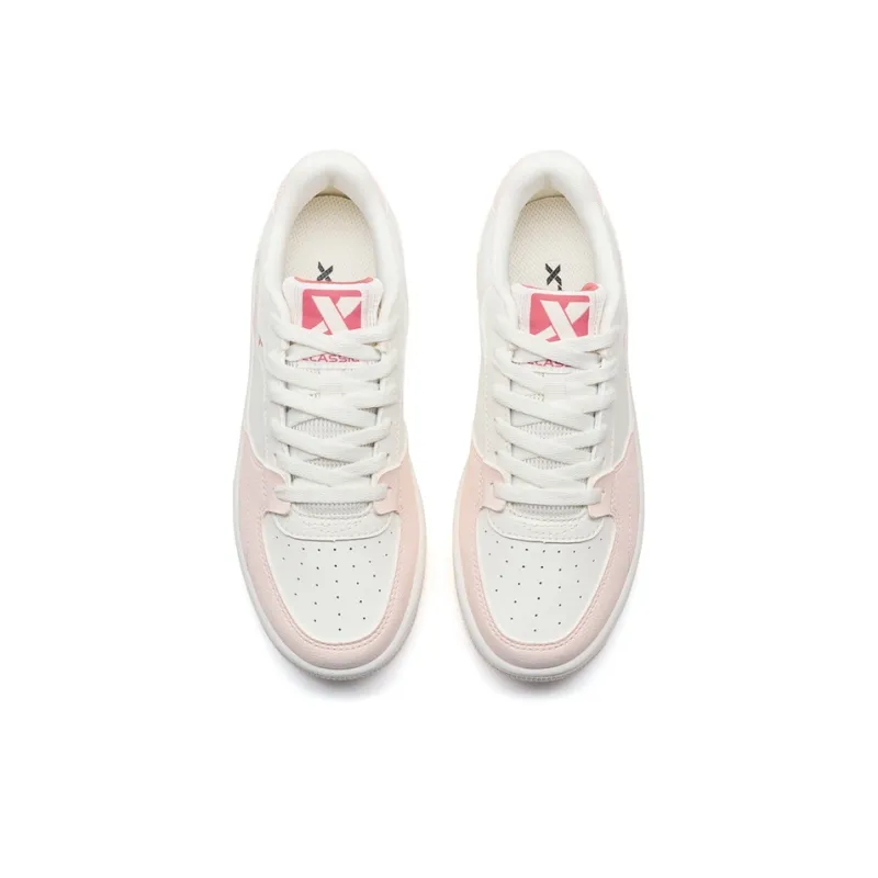 XTEP Clover White Wear resistant And Lightweight Low Top Skateboard Shoes Women's Pure Pink/Sail White-4