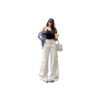 YINLEI Cargo Pants Unisex White