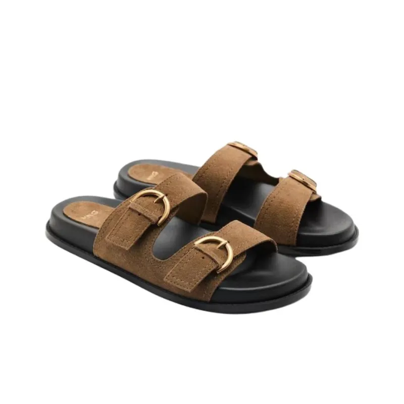 MANGO Abrasion Resistant Slide Slippers Women's Brown-2