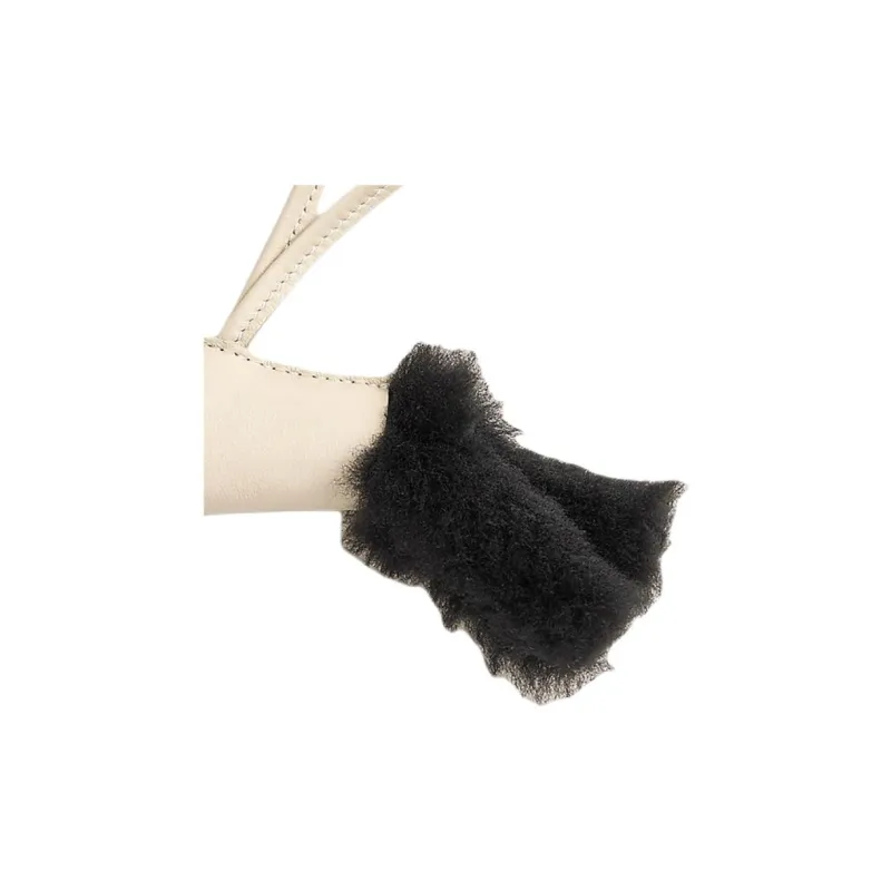 HERMES Sheepskin Bag Charm Bag Accessory Women's Black & Chalk White-2