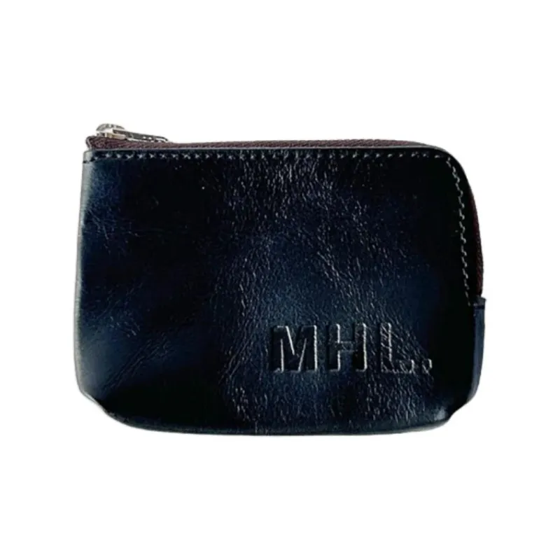 MHL. Cow Leather Coin Purse Medium Size Men's Black/Gray-0