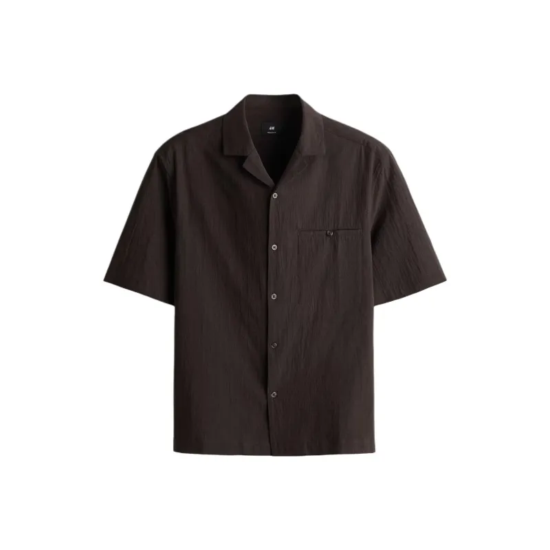H&M Shirts Men Dark Brown-0
