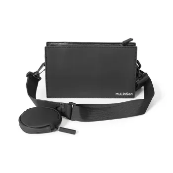 Mulinsen PU Crossbody Small Square Bag, Shoulder Bag Men's Black