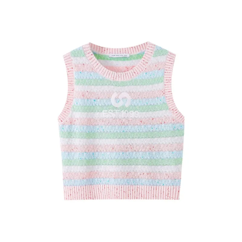 SHUIYUNJIAN Tank Tops Women's Army Green Stripes-0
