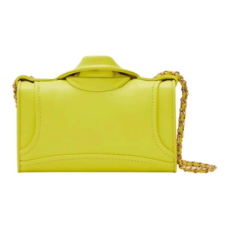 MOSCHINO Lambskin Biker Bag, Shoulder Bag Women's Yellow-2