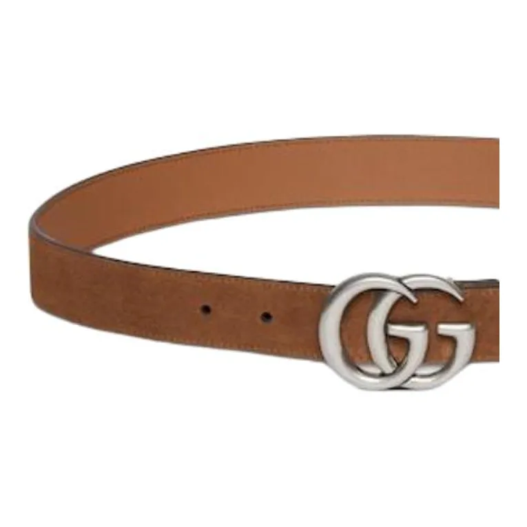 GUCCI Suede Leather Belts Men's Brown Width 6CM-1