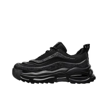 JEEP SPIRIT Shock Absorbers With Slip Resistant And Abrasion Resistant Properties Low Top Chunky Sneakers Men's Black