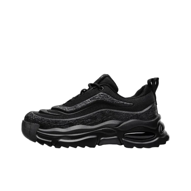 JEEP SPIRIT Shock Absorbers With Slip Resistant And Abrasion Resistant Properties Low Top Chunky Sneakers Men's Black-0