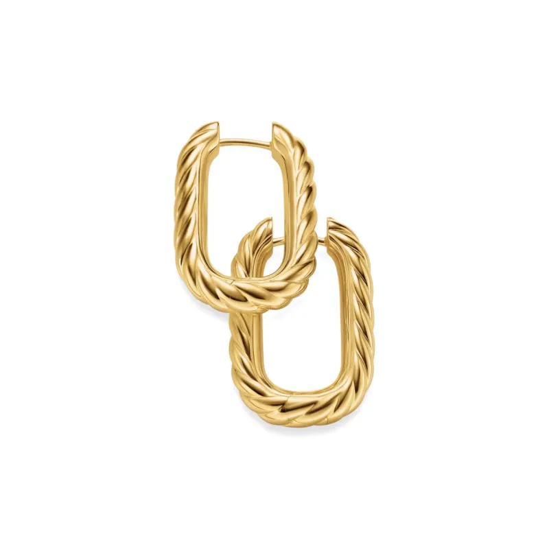 David Yurman 18kt Yellow Gold Sculpted Cable Micro Huggie Hoop Earrings 10.7mm-1