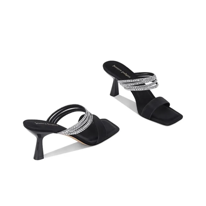 JESSICA SOPHIA Rhinestone Slip Resistant Abrasion Resistant Slide Slippers Women's-8