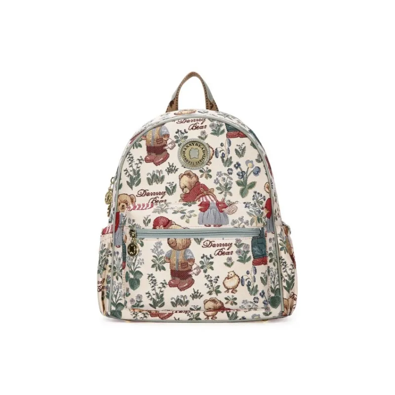 DANNYBEARJEANS Fabric Backpack Unisex Secret Garden Bear Black/Secret Garden Bear White-4