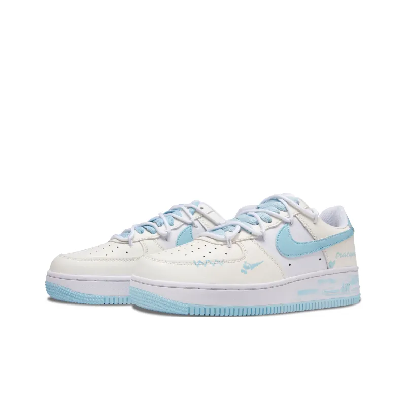 Nike Air Force 1 Heart Love Slip Resistant, Abrasion Resistant, Lightweight Low Top Skateboard Shoes Unisex White Blue-2