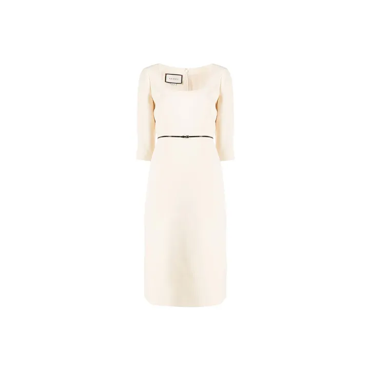 GUCCI FW21 Long Sleeved Dress Women's Beige-0