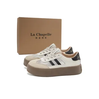 La Chapelle Abrasion Resistant Low Top Skateboard Shoes Women's Beige Black