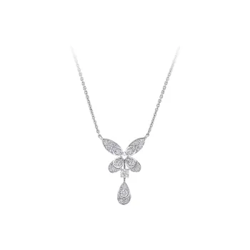 Graff 18K White Gold, White Diamond Necklaces Unisex Silver